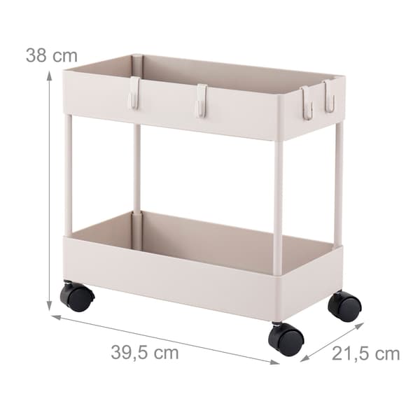 2-lags serveringsvogn med hjul, beige