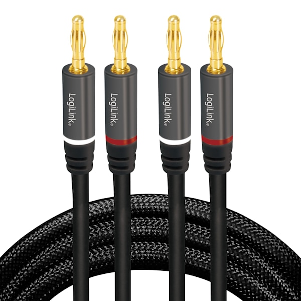 Højttalerkabel 2x2,5 mm² med bananstik Sort 3 meter