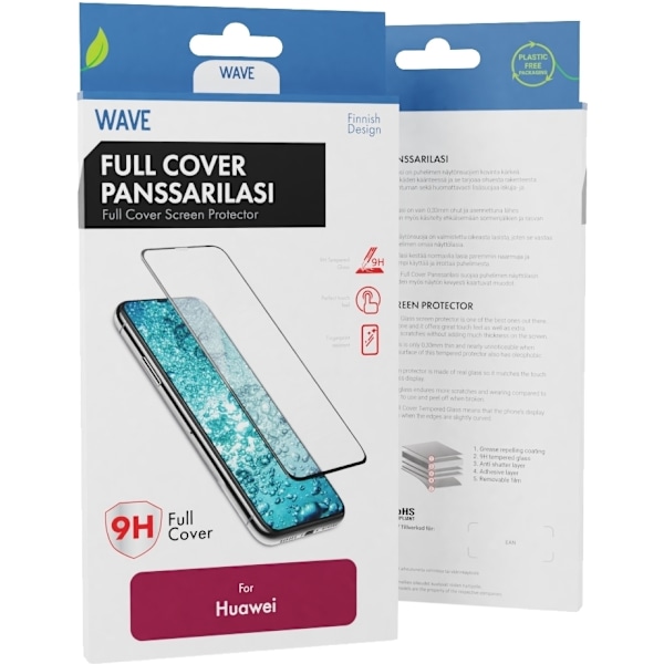 Wave Full Cover - härdat glas, Huawei P30 Lite, svart