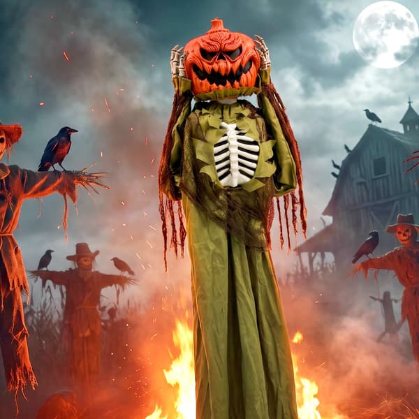 Animerat Pop-Up Pumpaskelett, 173 cm, Ljud & Ljus
