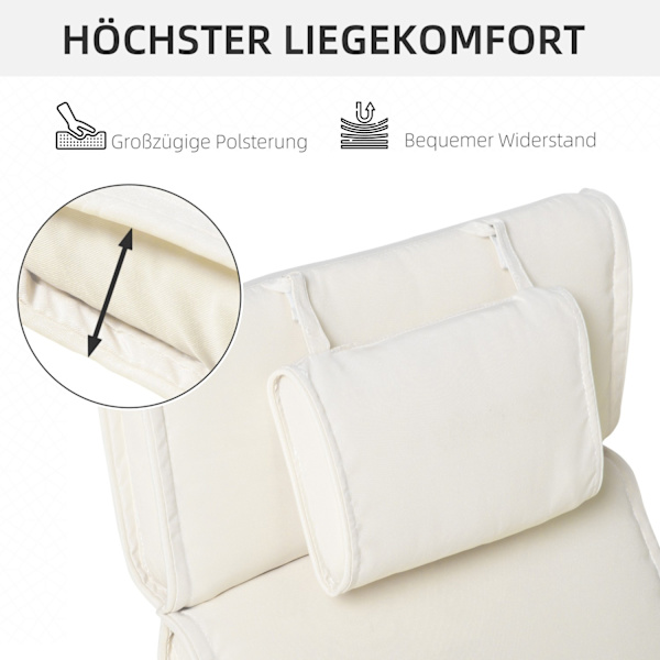 Solstol Kudde Trädgård Solstol Kudde Polyester Bomullsfiber Krämvit 198X53X5Cm