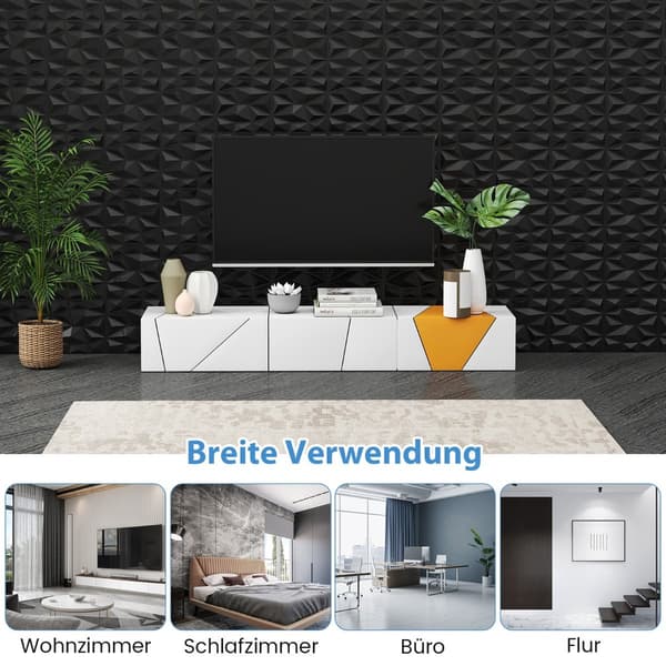 3D-vægpaneler, sort PVC, 50 stk., 30x30 cm, 4,5 m² dækning