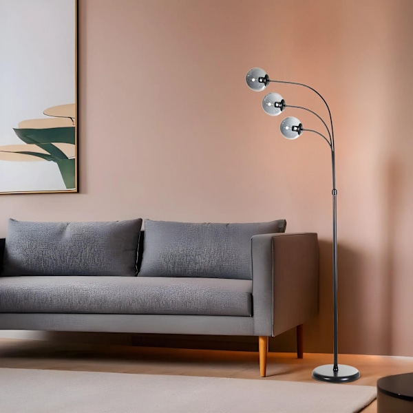 Gulvlampe Badi 3 Lü Siyah Füme Camlı Lambader