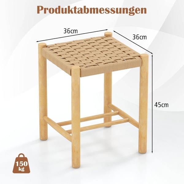 Matstolsset Gummiträram & flätad papperssits 36 x 36 x 45 cm