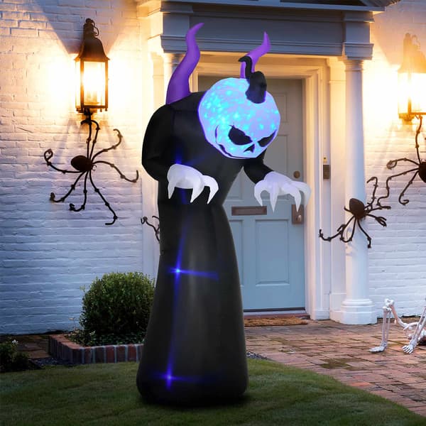 Uppblåsbart Halloween-spöke med pumpahuvud, LED-ljus