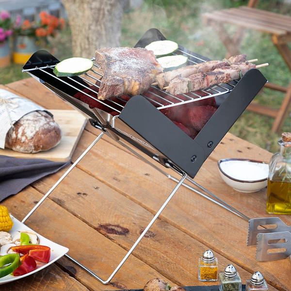 Taitettava ja kannettava minihiiligrilli Foldecue InnovaGoods