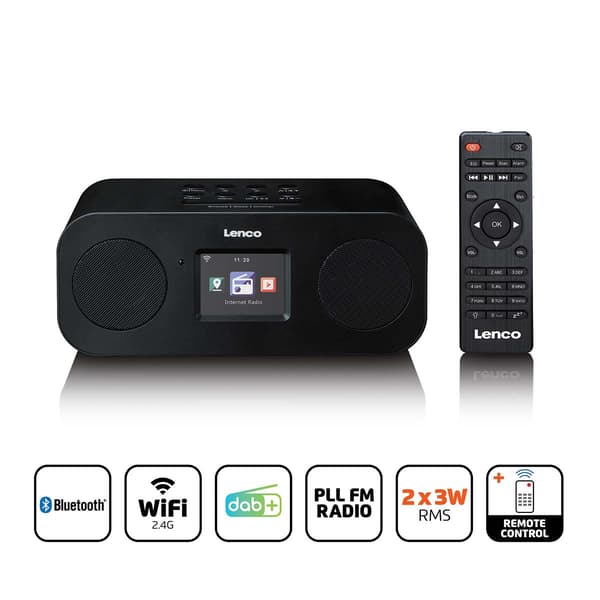 Stereo-internetradio, jossa DAB+, FM, Bluetooth ja värinäyttö