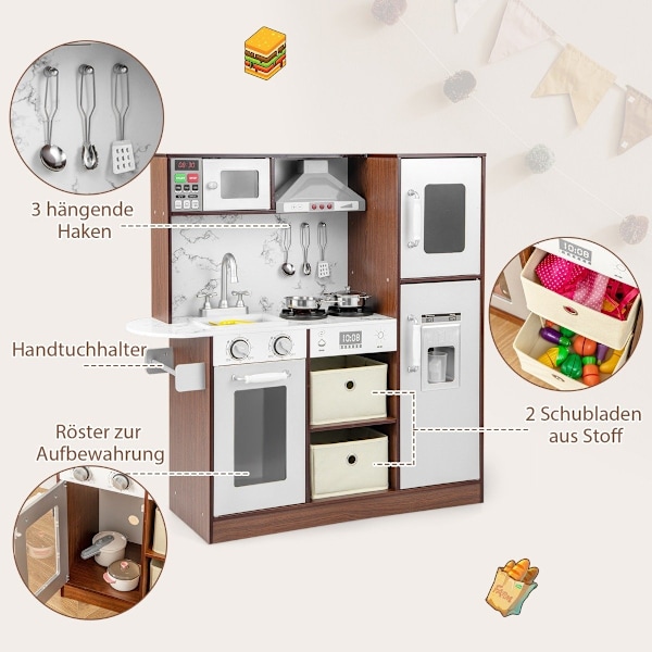 Barnkök lekset modernt leksakskök med attraktiva ljuskaffe
