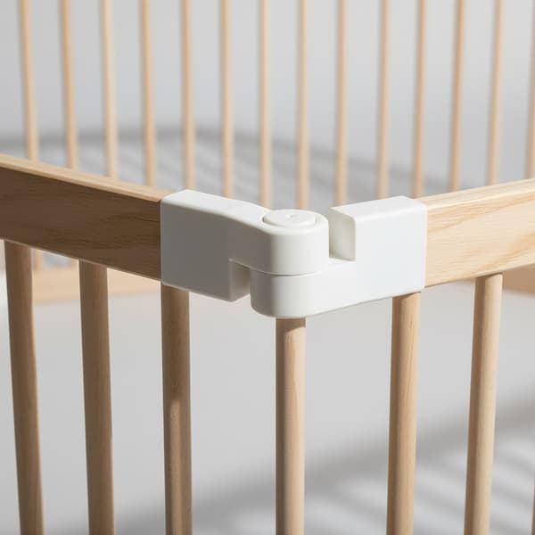 Trækravlegård, foldbar, 8 paneler, sikkert legeområde
