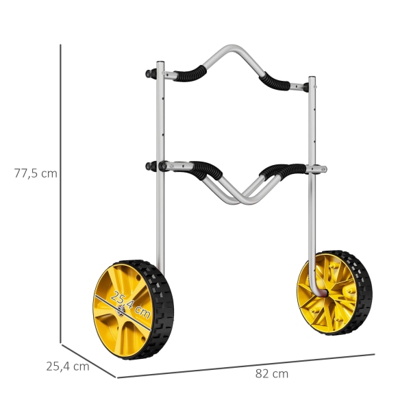 Kajakvogn, Justerbar Kanovogn, Bådvogn, Surfvogn, Bådtrailer Med Spændestrop Til Kano, Surfbræt, Paddleboards, Aluminium, Gul