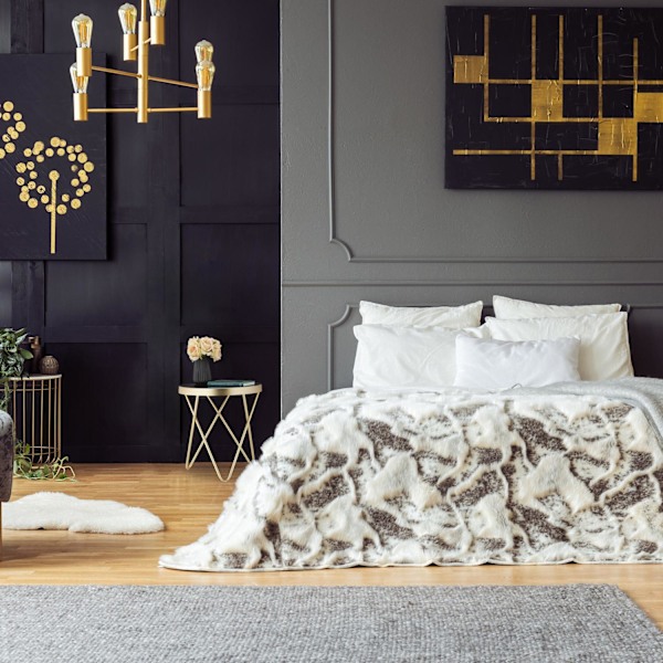 Rundt sidebord sort-guld