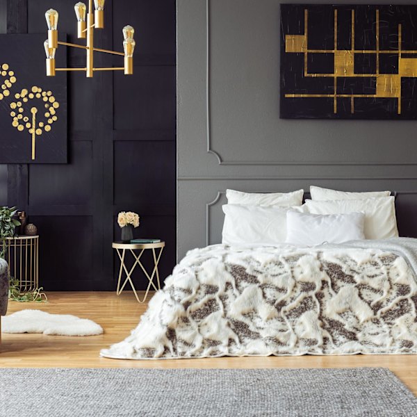 Runt sidobord svart-guld