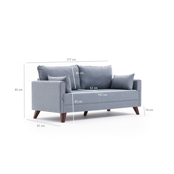 2-sæders sofa Bella Soft İkili Koltuk - Blå