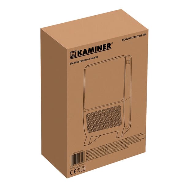 Elvärmare med 3D-flameffekt, 2000W, fjärrkontroll