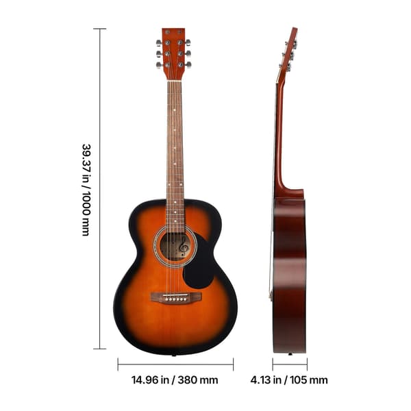 40-tums Dreadnought akustisk gitarrpaket, gigbag, stämapparat