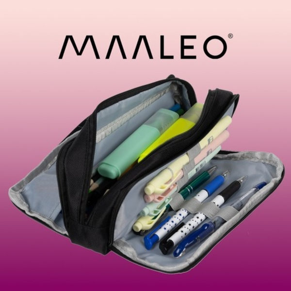 Tredobbelt foldbart penalhus - sort Maaleo 24476