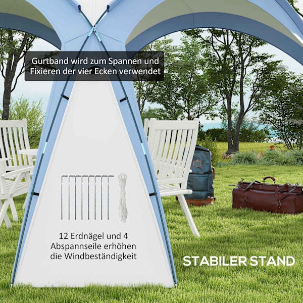 Event Shelter 3,5 x 3,5 m Gazebo med krokdörr Vattenavvisande Vintertät Garden Gazebo Partytält Solskydd för camping, trädgårdsfestivaler Blå Aosom