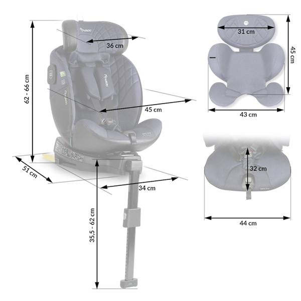 Nukido Aero Line Bilbarnstol Svart/Marinblå 0-36kg ISOFIX