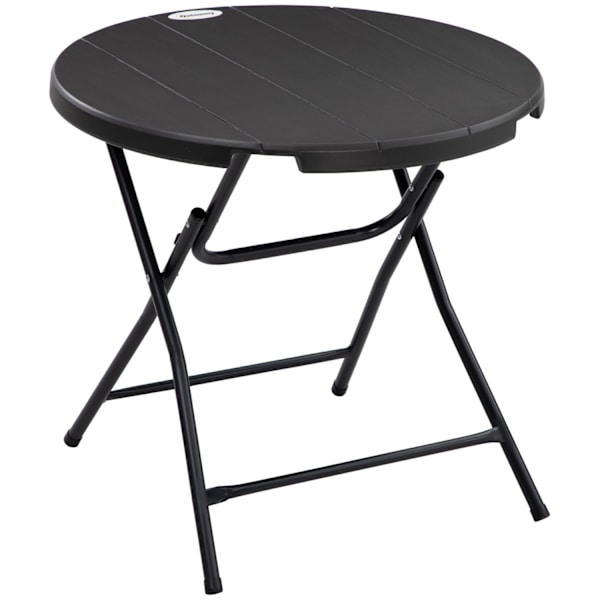 Trädgårdsbord, Runt Fällbart Bord, Ø80 Cm Sidobord För 4 Personer, Trädgårdsmatbord Med Dekorativ Trälook, För Balkong, Mörkgrå