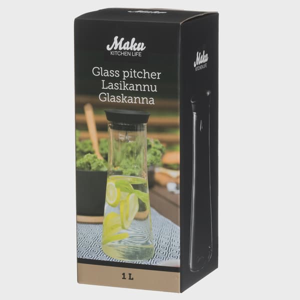 Glaskanna med silikonlock, 1 l, diskmaskinssäker