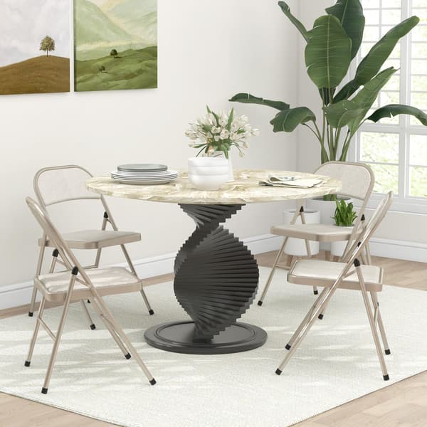Foldbare polstrede stole, sæt med 4 – Stålstel, beige