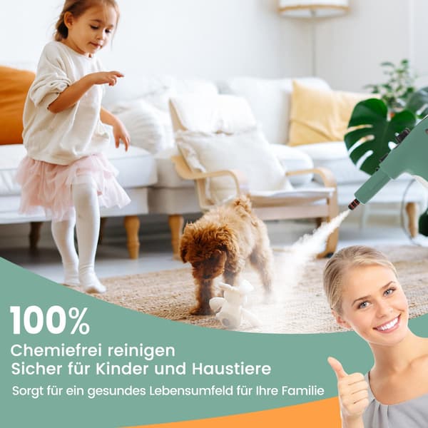 Håndholdt damprenser, 1400W, 400ml, sæt med 14 dele