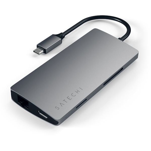 Satechi USB-C Hub, 6 porte, hukommelseskortlæsere, space grey