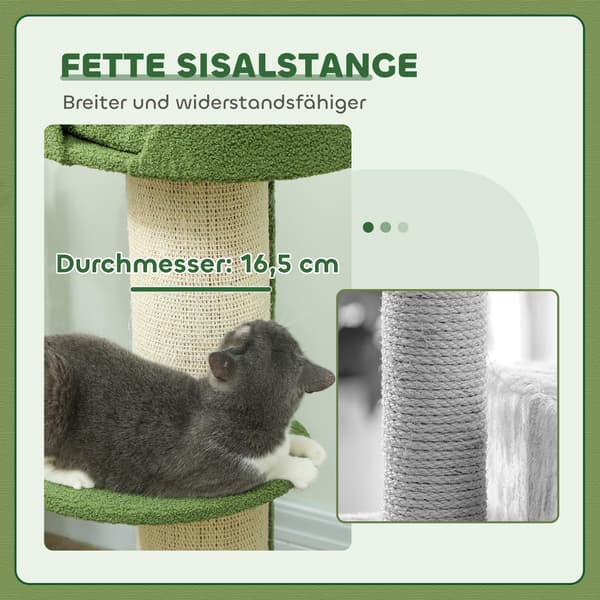 Kattetræ 91 cm med seng, platforme, sisalstolper, grøn