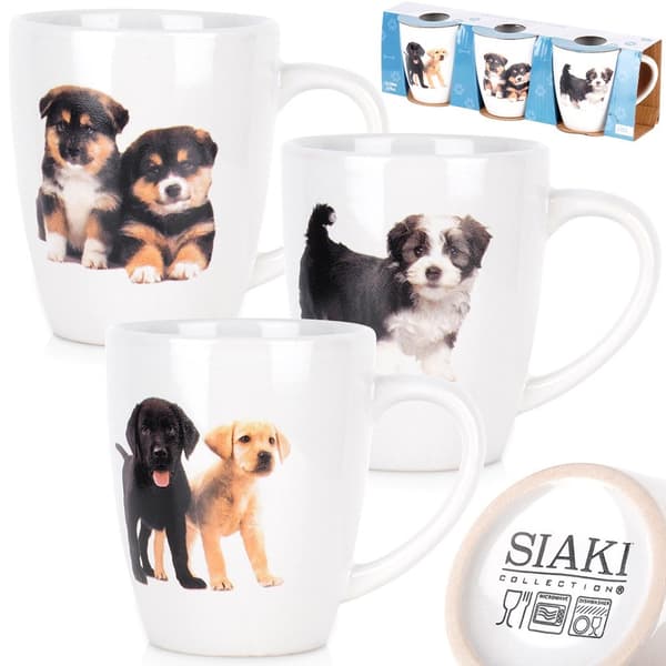 Keramiske krus hunde 220 ml 3 stk.