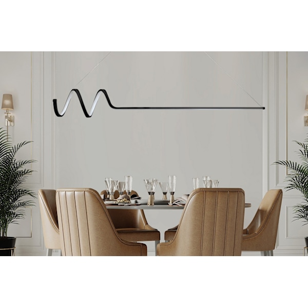 Lysekrone Waterwave - Sort krop, gult lys