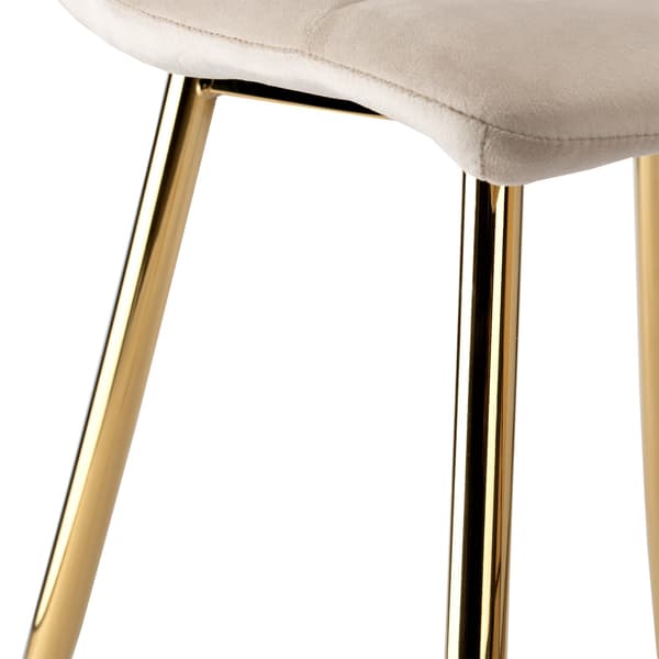Sammetsmatstol, beige med guldfärgade ben