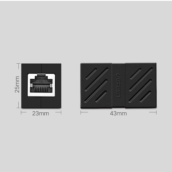 Netværksstik Ethernet RJ45 netværkskabelstik 10 Gbps Sort