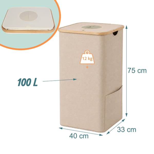 Pantbehållare för flaskor, 100L – Beige, Bambu