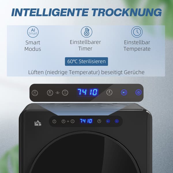 Kompakt tørretumbler, 4 kg kapacitet, 6 programmer, sort