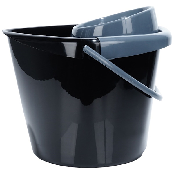 Moppespand med vrider, plast, sort, 10 l