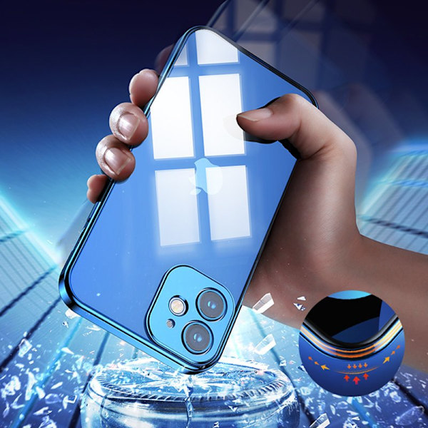 Ultratunt transparent fodral med metallram för iPhone 12 Pro, svart