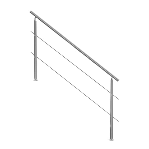 Udendørs trappegelænder, rustfrit stål, 180 cm, 2 gelændere
