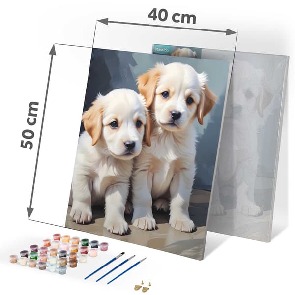 Maleri efter tal 40x50 cm Massido Puppies