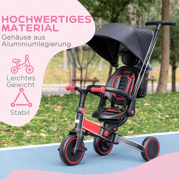 AIYAPLAY barnvagn 3-i-1 trehjuling för barn med höj- och sänkbar