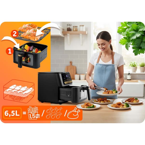 Airfryer, 6,5L, 1700W, Touchskærm, Sort