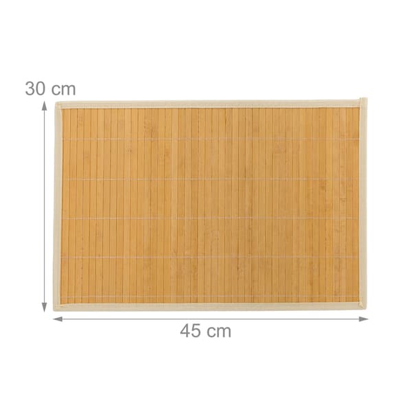 Bambu Polyester bordstabletter Set om 6 med underlägg