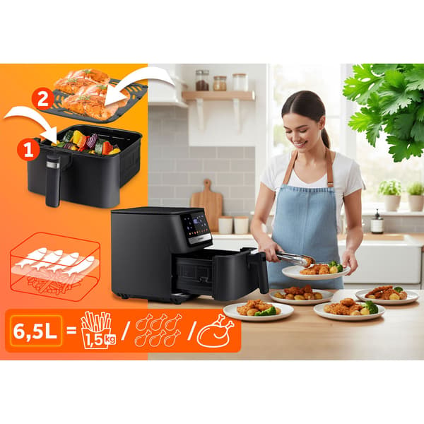 Airfryer, 6,5L, 1700W, Touchskærm, Sort