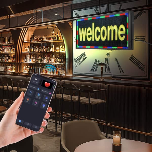 Programmerbar LED-skylt, fullfärg, Bluetooth-app, 63x33 cm