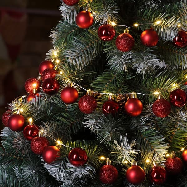 LED-ljusslinga, röda julgranskulor, 2m, 40 lysdioder, timer