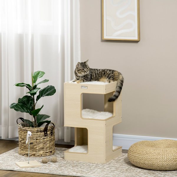 Cat Cave 3-Leder Cat Cabinet Kudde Indoor Cat House Cat House Toy Ek 34X34X60 Cm