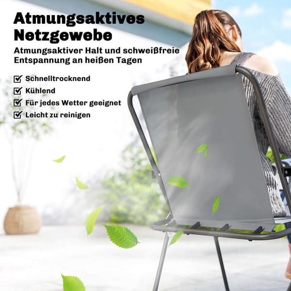 8-delt udendørs spisebordssæt med parasol og foldbare stole