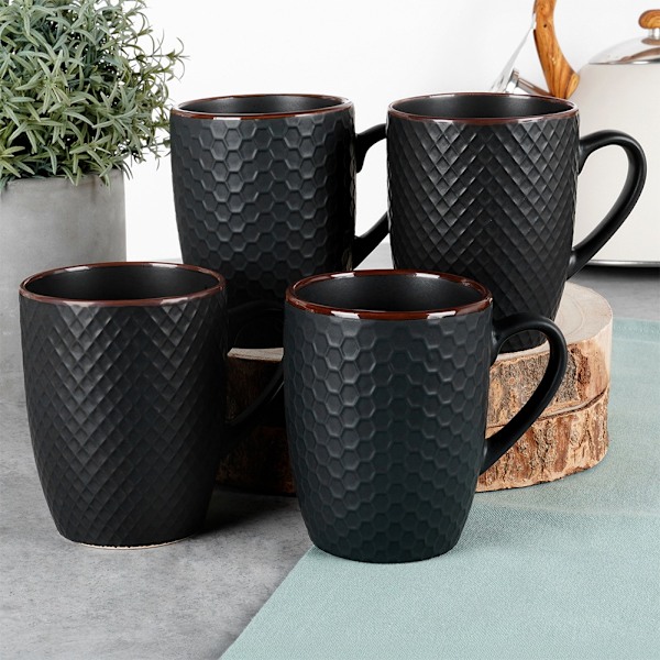 Sorte keramiske krus 400 ml 4 stk.
