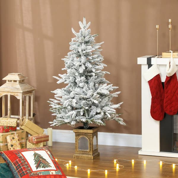 Kunstigt juletræ, sneagtigt look, 100 LED'er, 8 tilstande