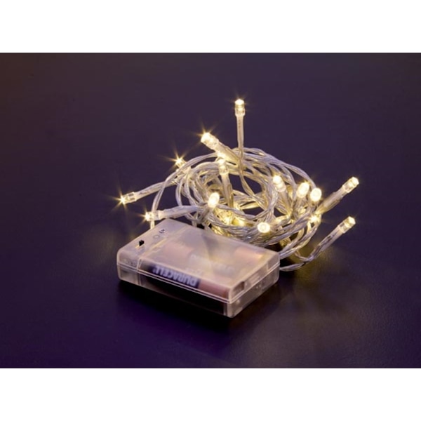 Mini bordlampe LED - 2 M - 20 varme hvide lamper - Gennemsigtig ledning - Modulator - Batterier medfølger ikke