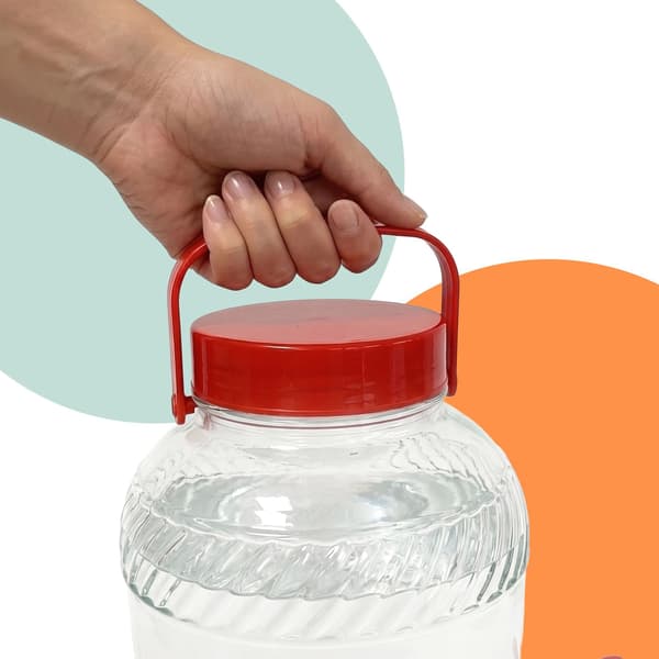 Glasdryckesdispenser med kran, 10L – Röd